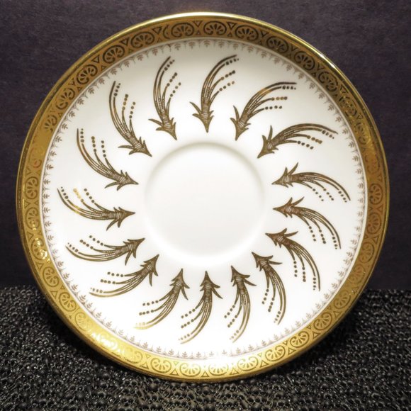 Foley Bone China Footed Tea Cup and Saucer 4806 White Gold Plumes E Brain & Co - Picture 3 of 7